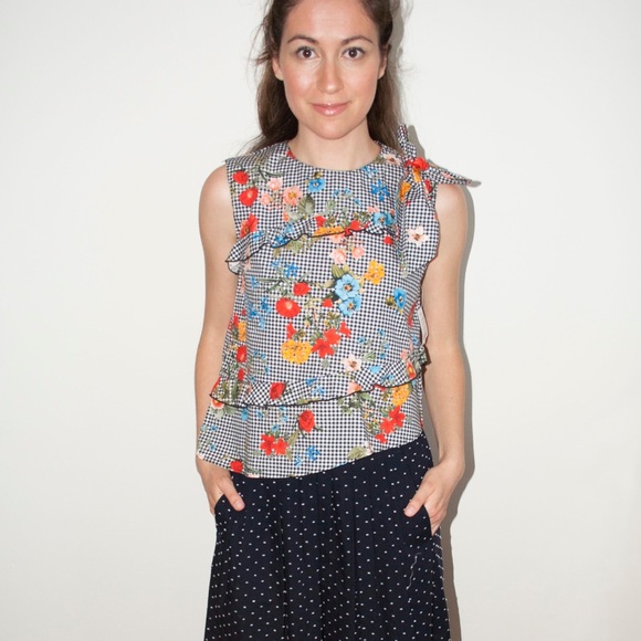 Zara Gingham Floral Ruffle Top - Picture 11 of 11